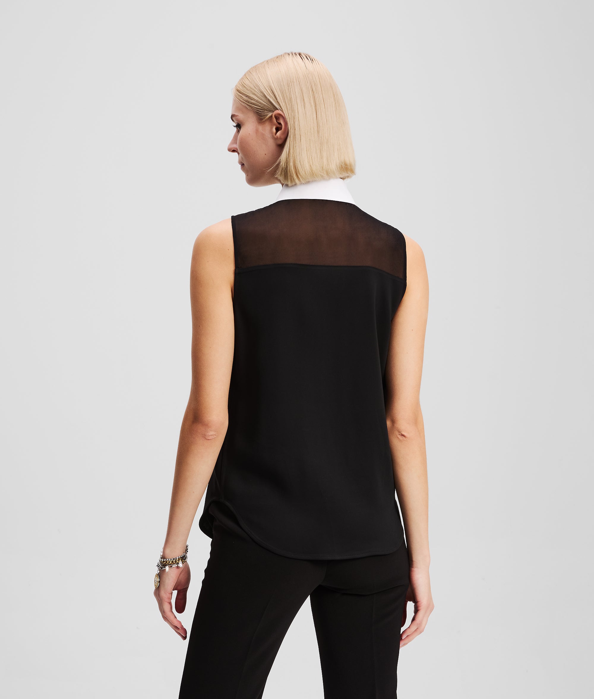 POPLIN COLLAR SLEEVELESS BLOUSE - Image 3