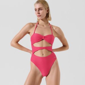 RIBBED BANDEAU SWIMSUIT