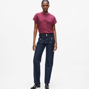 Button-detail straight jeans