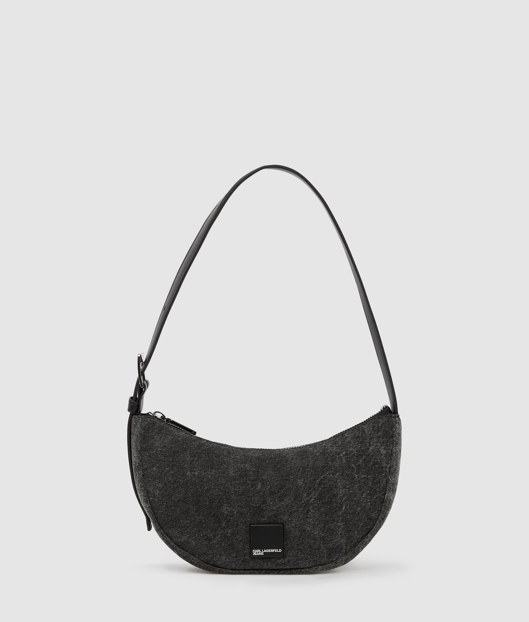 Denim moon shoulder bag
