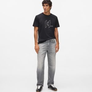 Washed straight jeans