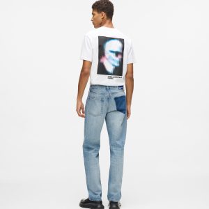 Removed pocket straight jeans